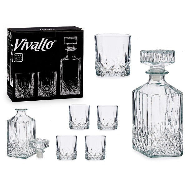 Viskija komplekts: karafe + 4 glāzes