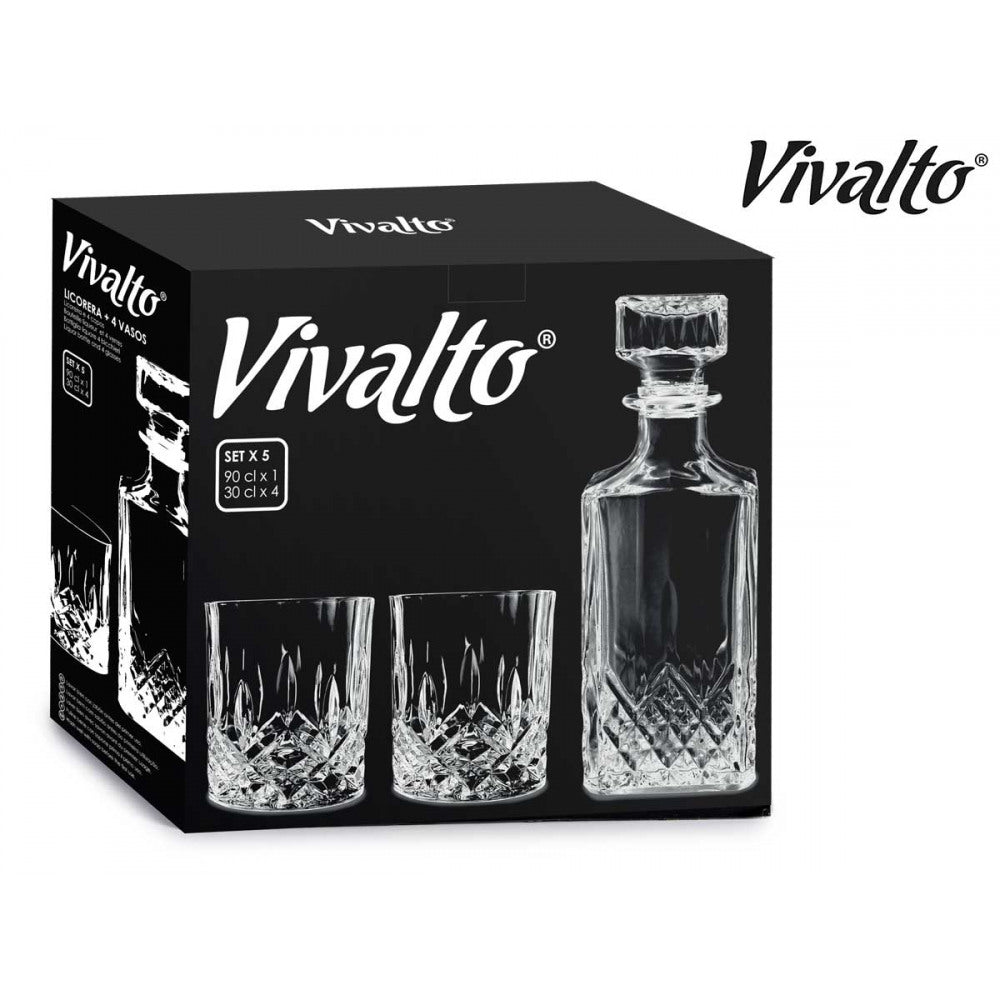 Viskija komplekts: karafe + 4 glāzes