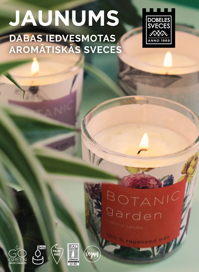 "BOTANIC" sērijas 100% rapša vaska svece "OGA" ar dragon fruit aromātu