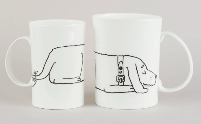 Piebalgas porcelāna krūze ar suni, 400ml