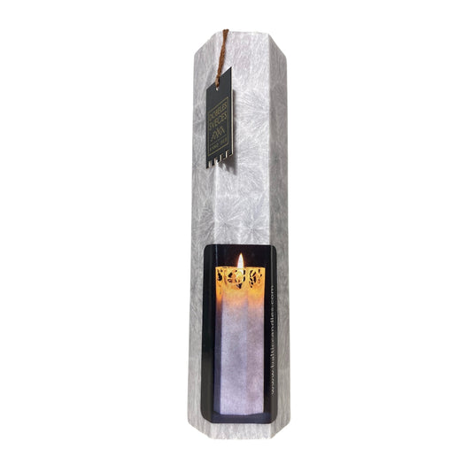 Crystal stearin lace candle H20 cm, gray