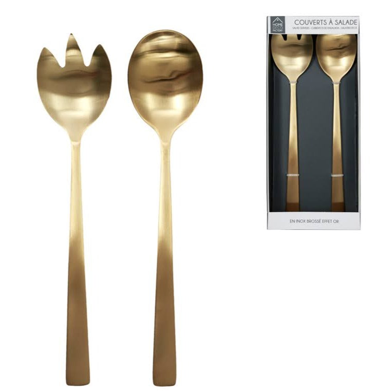 Golden salad spoons