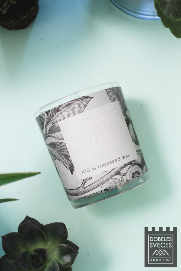 "BOTANIC" sērijas 100% rapša vaska svece "OGA" ar dragon fruit aromātu