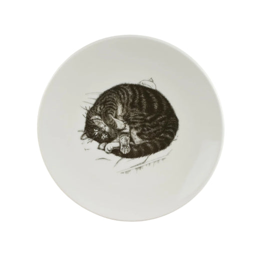 Piebalgas porcelāna deserta šķīvis ar kaķi